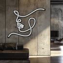 Lineart Face Metal Neon Wall Art- LN0168