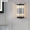 DecorBites™ Modern 2-Head Tri-Sided Crystal Rod Cylinder Wall Mount Sconce Light Fixture in Black/Gold