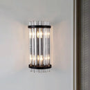 DecorBites™ Modern 2-Head Tri-Sided Crystal Rod Cylinder Wall Mount Sconce Light Fixture in Black/Gold