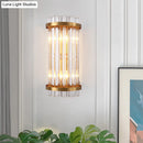 DecorBites™ Modern 2-Head Tri-Sided Crystal Rod Cylinder Wall Mount Sconce Light Fixture in Black/Gold