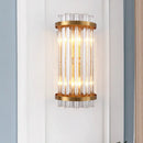 DecorBites™ Modern 2-Head Tri-Sided Crystal Rod Cylinder Wall Mount Sconce Light Fixture in Black/Gold