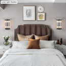 DecorBites™ Modern 2-Head Tri-Sided Crystal Rod Cylinder Wall Mount Sconce Light Fixture in Black/Gold