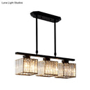 DecorBites™ Modern 3/4-Light Square Hanging Ceiling Fixture with Clear Crystal in Black/Gold for Dining Room