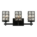 Modern 3-Light Black Wall Sconce with Cryatal Shade