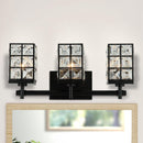 Modern 3-Light Black Wall Sconce with Cryatal Shade
