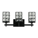 Modern 3-Light Black Wall Sconce with Cryatal Shade