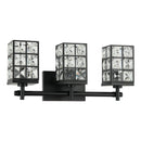 Modern 3-Light Black Wall Sconce with Cryatal Shade