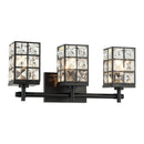 Modern 3-Light Black Wall Sconce with Cryatal Shade