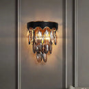 Modern 3-tier black & gold crystal wall lamp bedroom sconce
