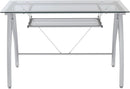 Modern 48 Inch Glass Computer Desk With Metal Frame