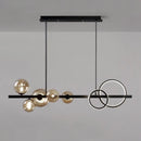 DecorBites™ Modern 5-Light Black Metal Pendant Lighting with Spherical Glass for Dining Table