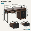 Modern 55 Inch Computer Desk with Storage and Tray
