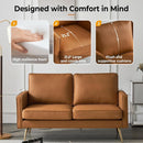 Modern 56 Inch PU Leather Loveseat for Small Spaces