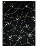 Modern 6x8 Black and Gold Wool and Silk Hand Woven Rug