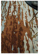 Modern 6x9 Gray, Ivory and Brown Abstract Hand Tufted Wool Area Rug