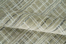 Modern 8x10 Hand Made Striped Olive and White Blended Wool  Area Rug