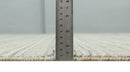 Modern 8x10 Hand Made Striped Olive and White Blended Wool  Area Rug