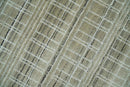 Modern 8x10 Hand Made Striped Olive and White Blended Wool  Area Rug