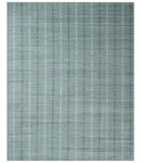 Modern 8x10 Hand Made striped silver and Gray Blended Wool Area Rug