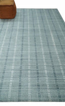 Modern 8x10 Hand Made striped silver and Gray Blended Wool Area Rug