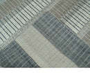 Modern 8x10 Hand Made Stripes Ivory and Brown Wool Flatwoven Area Rug