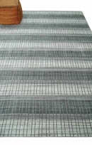 Modern Stripes 8x10 Hand Made Ivory and Gray Blended Wool Area Rug