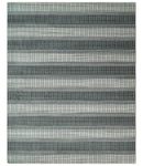 Modern Stripes 8x10 Hand Made Ivory and Gray Blended Wool Area Rug
