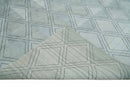 Modern 8x10 Silver, Ivory and Charcoal Geometrical Handmade Art Silk Area Rug