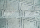 Modern 8x10 Silver, Ivory and Charcoal Geometrical Handmade Art Silk Area Rug