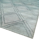 Modern 8x10 Silver, Ivory and Charcoal Geometrical Handmade Art Silk Area Rug