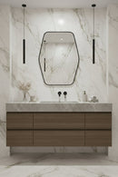 Black Hexagonal Brass Mirror - Handmade Bathroom Mirror