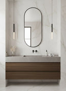Black Frame Capsule Mirror - Brass Wall Mirror