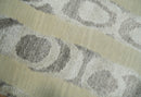 Modern Abstract 2x3 Beige and Gray Hand Knotted  Wool and Silk Area Rug