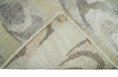 Modern Abstract 2x3 Beige and Gray Hand Knotted  Wool and Silk Area Rug