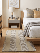 Modern Abstract 2x3 Beige and Gray Hand Knotted  Wool and Silk Area Rug