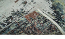 Modern Abstract 2x4 High Low Ivory and Olive Real Silk and Wool Rug