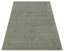Modern Abstract 5x7 Olive and Gray Hand Knotted Wool and Silk Area Rug
