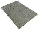 Modern Abstract 5x7 Olive and Gray Hand Knotted Wool and Silk Area Rug