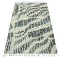 Modern Abstract 5x8 Ivory and Charcoal Texture Moroccan Style Plush Pile wool Rug