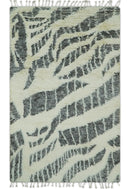 Modern Abstract 5x8 Ivory and Charcoal Texture Moroccan Style Plush Pile wool Rug