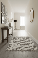 Modern Abstract 5x8 Ivory and Charcoal Texture Moroccan Style Plush Pile wool Rug