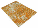 Modern Abstract 6x9 Gold and Ivory Recycled Art Silk Area Rug