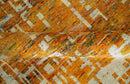 Modern Abstract 6x9 Gold and Ivory Recycled Art Silk Area Rug