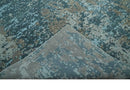 8x10 Hand Knotted Modern Abstract Blue and Brown Low Pile Wool Rug