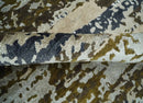 Modern Abstract 8x10 Ivory, Olive and Dark Blue Hand Knotted Bamboo Silk Area Rug