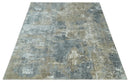 Modern Abstract  8x10 Silver, Charcoal and Olive Hand Loomed Blended wool and Art silk Area Rug