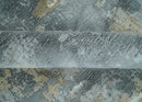 Modern Abstract  8x10 Silver, Charcoal and Olive Hand Loomed Blended wool and Art silk Area Rug