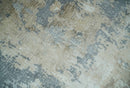 Modern Abstract  8x10 Silver, Charcoal and Olive Hand Loomed Blended wool and Art silk Area Rug