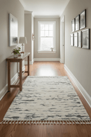 Modern Abstract Beige and Gray Hand Knotted Moroccan Style Plush Pile 5x8 wool Rug