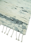 Modern Abstract Beige and Gray Hand Knotted Moroccan Style Plush Pile 5x8 wool Rug